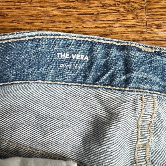 AG ADRIANO GOLDSCHMIED  “the Vera “ denim mini skirt raw edge uneven hem size 27 - Picture 7 of 7